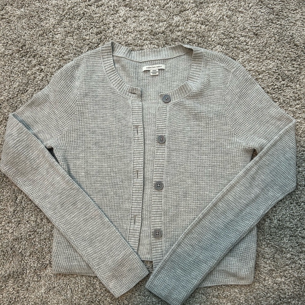 Gray American Eagle Lightweight Cardigan